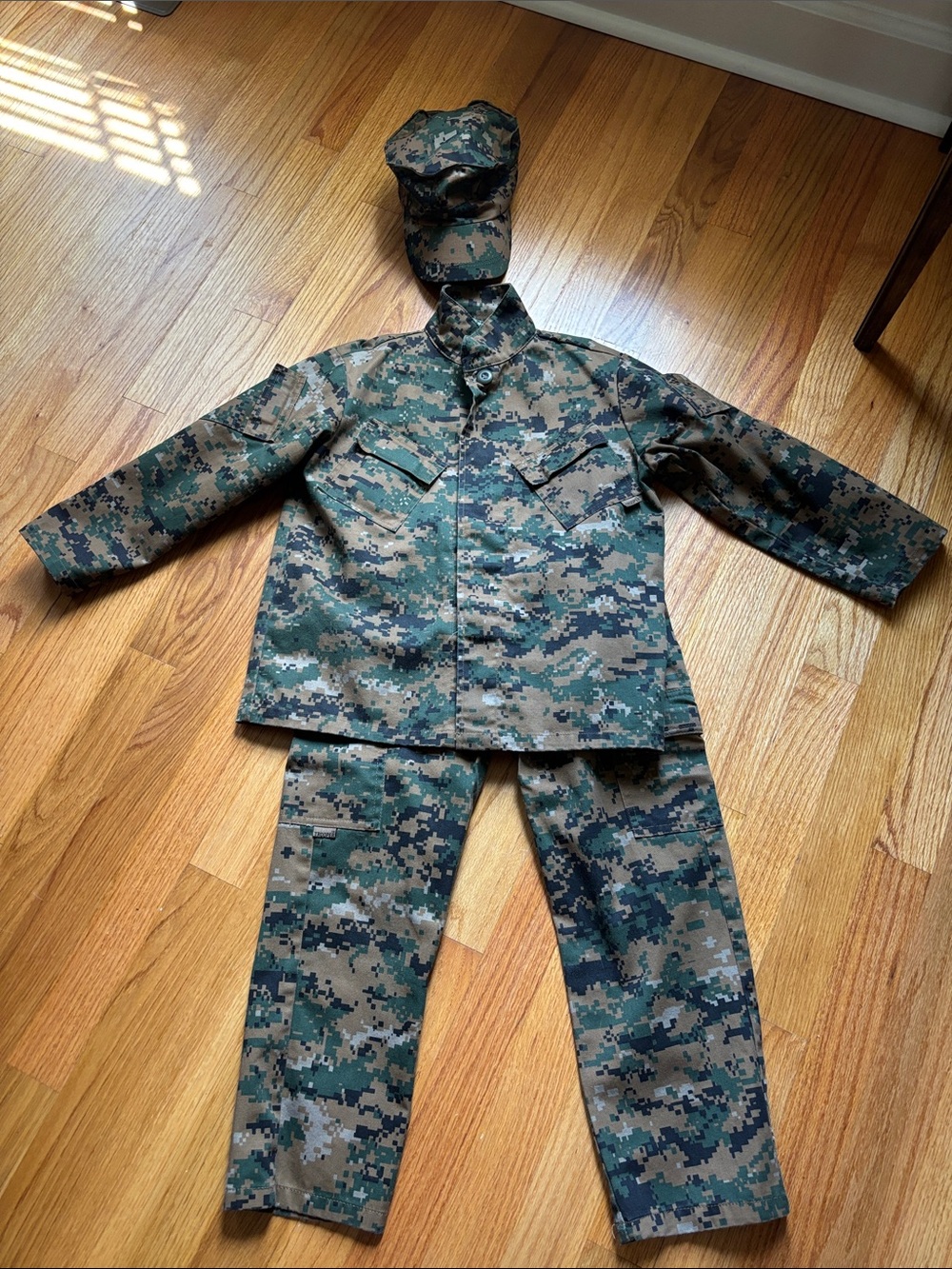 Kids Marine Corp Woodland Camouflage Military Costume Set - small (6-8)